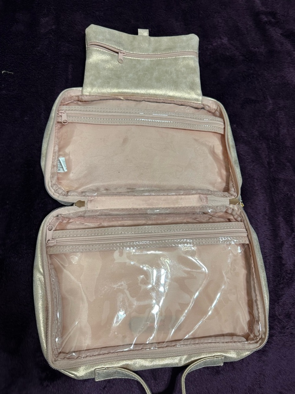 Metallic Gold Travel Cosmetic Bag with Tassel